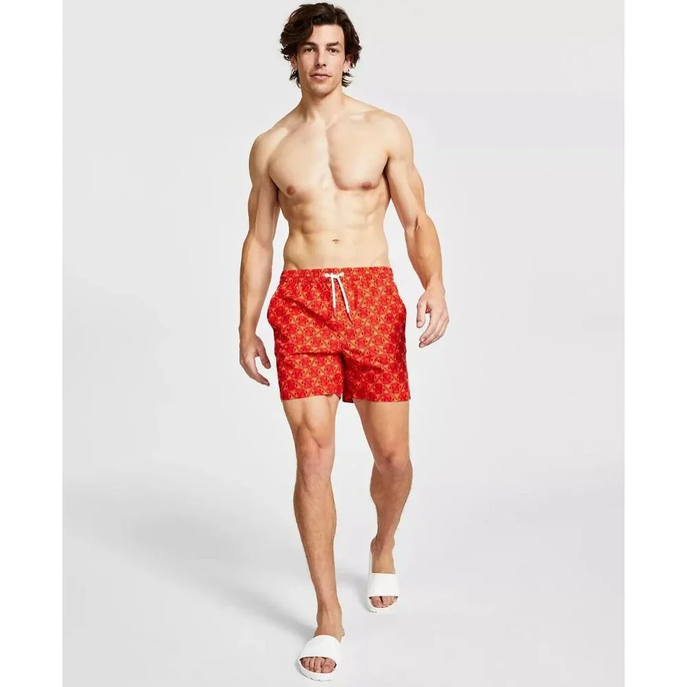 Guess Men's Eco Geo Print Drawstring Swim Shorts Trunks XL New with Tags - Picture 3 of 8